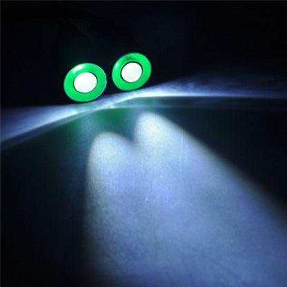 QUE-T 17mm 2 LEDs Angel Eyes & Demon Eyes LED Headlight/Back Light for 1:10 RC Model Crawler Cars, (Green + White, 17MM) - color: Green + White, size: 17MM