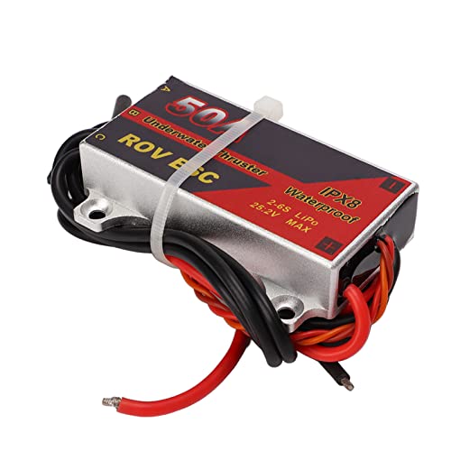 Brushless ESC, 50A IPX8 Waterproof CNC Aluminum Housing PWM Signal, Electronic Speed Controller for RC Cars Drones Boats Underwater Propellers