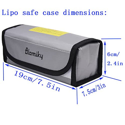 Blomiky 3 Pack 18.5 * 7.5 * 6cm Li-polymer Fireproof Explosionproof Safe Bag Suitable Case for 3.7V 7.4V 11.1V 14.8V 22.2V 100mAh-8000mAh Lithium-ion Li-Po or Ni-CD Ni-MH Battery/Lipo Case *3