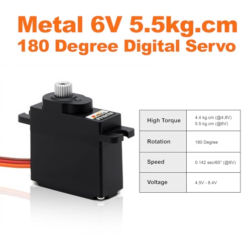 7.4V 10.5KG Metal Gear Digital Mini Servo Motor, High Torque 180 Degree RC Servo for TRX4M, SCX24, 1/10 Scale Cars, Robotics, Boats & Planes, Upgraded Metal Gear System (7.4V 5.5KG-180°) - size: 7.4V 5.5KG-180°