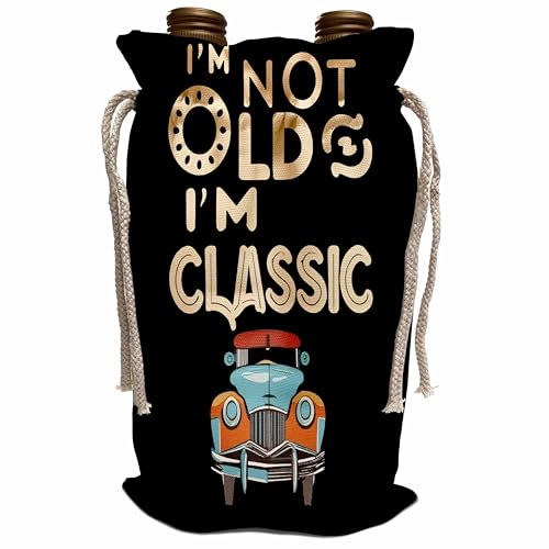 3dRose Cool Funny Classic Car Im not old Im classic for car collectors Wine Bag