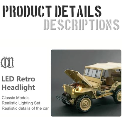 HG4-58 RC Off-Road Truck, 1/14 Scale All Terrain Dual-Speed 4WD Crawler with Sound & Lights, RTR Willys Military RC Truck Car for Hobby Enthusiasts - color: Desert Yellow