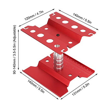 RC Car Repair Work Stand, Aluminum Alloy Durable Adjustable Height with Screw Tray Magnetic Pads for 1/8 1/10 1/12 1/16 Scale Remote Control Cars (Red) - color: Red