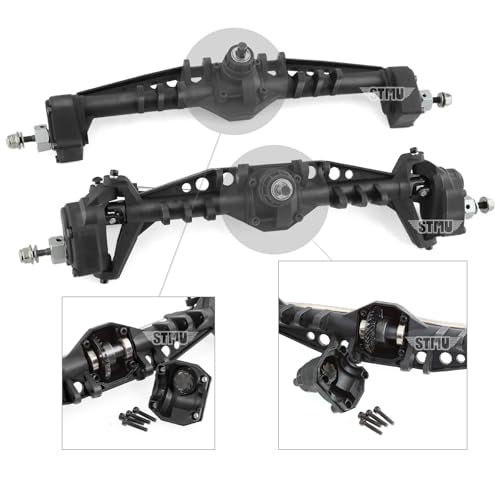 STMU 1/10 RC Crawler Front & Rear Plastic Currie F9 Portal Axle Set – Complete Upgrade for Axial Capra UTB10 1.9 UTB Models (Front and Rear Axle Assemble)