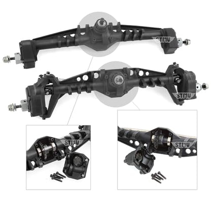 STMU 1/10 RC Crawler Front & Rear Plastic Currie F9 Portal Axle Set – Complete Upgrade for Axial Capra UTB10 1.9 UTB Models (Front and Rear Axle Assemble)