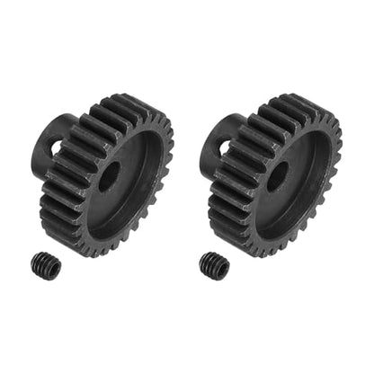 MECCANIXITY 2 Pcs RC 32P Hardened Pinion Gear 5mm Shaft, 29T Motor Gears Carbon Steel for 1/10 RC Model Car Boat Drone - style: 29T