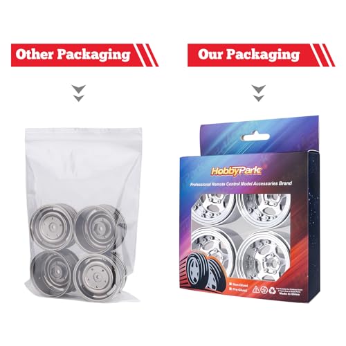 HobbyPark Negative Offset -10mm 1.9 Beadlock Wheels Deep Dish Aluminum Chrome for Scale 1/10 RC Crawler Axial SCX10 TRX4 VS4-10 Redcat Gen8 RC4WD D90 Rock Crawler Truck, 4pcs - style: 1.9 Beadlock Wheels