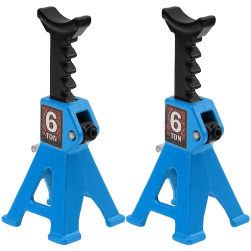 4Pcs ShareGoo 1/24 RC Scale Toy Decoration Metal RC Mini Toy Jack Stands Simulation Compatible with 1/18 1/24 RC Crawler SCX24 AX24 TRX4M FCX24 RC Crawler Car (Blue) - color: Blue
