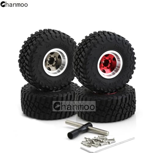 1.0 Beadlock Wheels and Tires 1/24 1/18 RC Mud Slingers Grappler Tyres for 1：24 1:18 RC Scale Rock Crawler Car SCX24 FMS FCX24 TRX4M Axial AX24 90081 Gladiator Bronco C10 4PCS (Bronze) - color: Bronze