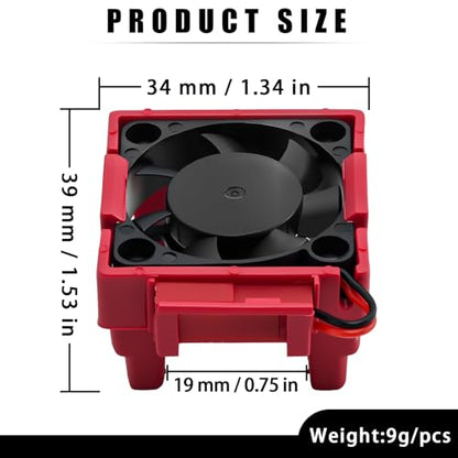 VXL-3s ESC Heat Sink Cooling Fan 28000RPM ESC Fan Heatsink for 1/8 1/10 RC Car Truck, Compatible with Traxxas Bandit/Slash/Stampede/Rustler 2WD/4X4 VXL-3s, Replace for #3340 Velineon (Red) - style: Red