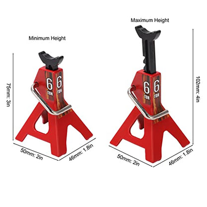 VGEBY RC Jack Stand, Adjustable Height Simulation Decorative Accessory Mini Lifting Jack for SCX10 D90 1/10 RC Car (Red)