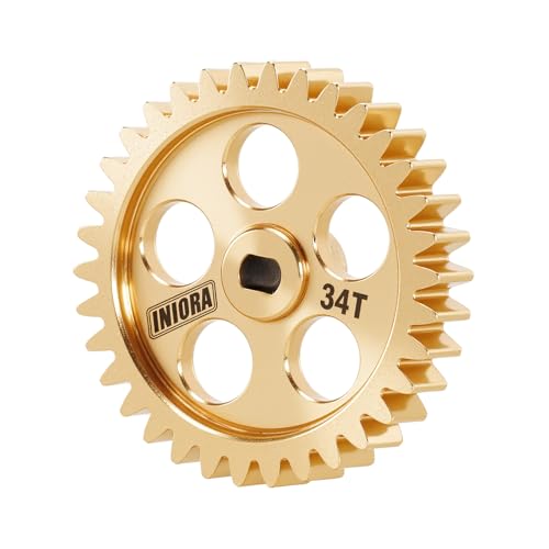 INJORA Brass Transmission Main Gear with Motor Pinion for Buggy Losi Micro-B/Micro-T, 13/34T