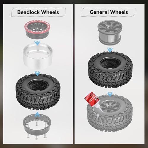 4PCS 1.9 Crawler Tires Outer Diameter 114mm with Foam Inserts for 1/10 RC Rock Crawler Axial SCX10 SCX10 III AXI03007 D90 TF2 MST Tamiya CC01