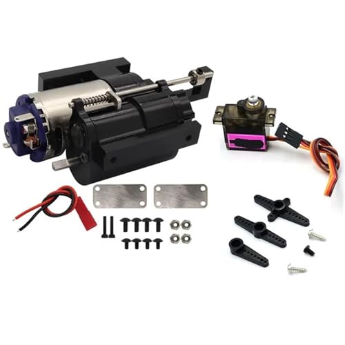 Three-Generation Full Metal 2 Speed Gearbox Transmission with Servo for WPL B1 B14 B24 C14 C24 MN D90 D91 MN96 1/12 RC Car Part(Black)