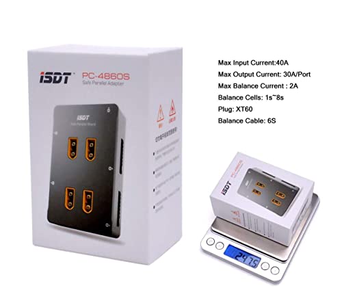 ISDT PC-4860s Lipo Battery Charge Board,1-8S XT60 Safe Parallel Charge Board Balance Charging Plate for RC Battery Charger Lithium Batteries(4 Channels)