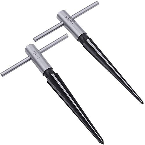 AOWESM Guitar Tapered Reamer Set — 3–13 mm & 5–16 mm (2-Piece Set) | 1/8″–1/2″ & 1/2″–5/8″ Bridge Pin Hole Hand-Held Taper Reamer — 6-Flute Chamfering Reamer for Guitar Luthiers and Woodworkers