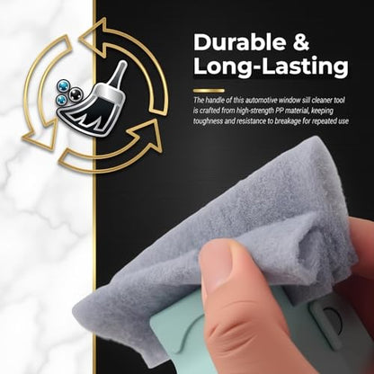 2PCS Magic Window Track Cleaner Tool Kit,Detachable Car Window Groove Cleaning Brush for Cleaning Dust,Essential Car Windows Sill Cleaner Tool for Door Tracks with Non-slip Handle