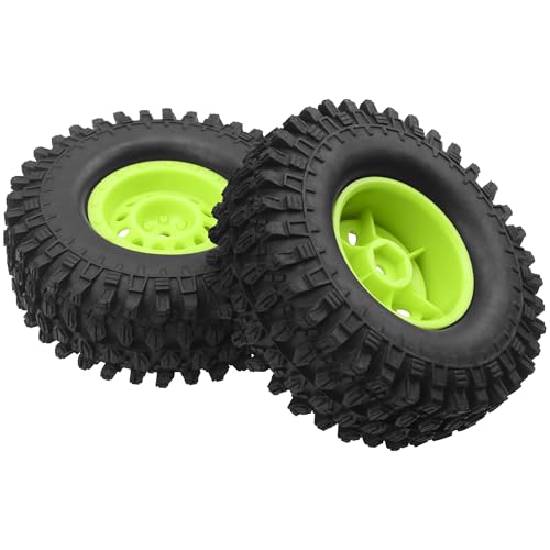 RC 1/10 1.9" Rubber Tires OD 108mm & 12mm Hex Hub Wheel Rims Compatible with Axial SCX10 90046 AXI03007 Traxxas TRX4 Tamiya CC01 D90 TF2 HSP 1/10 RC Crawler Car (Green) - color: Green
