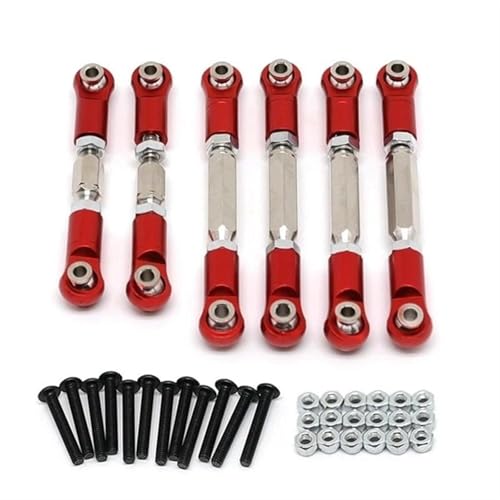 Front Rear Drive Shaft for Arrma for Senton for Granite 4X4 1/10 RC Crawler Parts Metal Adjustable Tie Rods Turnbuckles Toe Links Linkage Set(Red) - color: Red