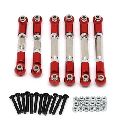 Front Rear Drive Shaft for Arrma for Senton for Granite 4X4 1/10 RC Crawler Parts Metal Adjustable Tie Rods Turnbuckles Toe Links Linkage Set(Red) - color: Red
