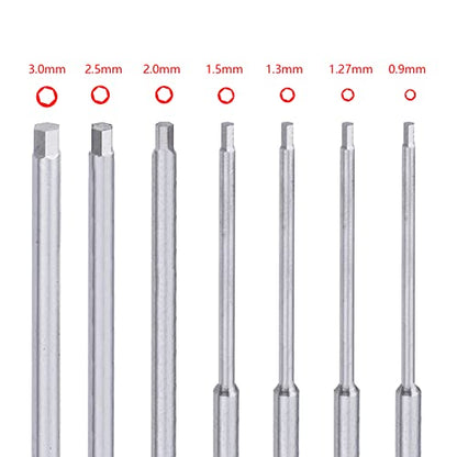 RC Hex Screwdriver Set 0.9mm 1.27mm 1.3mm 1.5mm 2.0mm 2.5mm 3.0mm 7pcs Allen Wrench Repair Tool Kit for RC Models