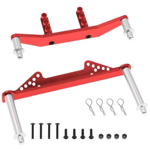 Aluminum Front & Rear Body Mounts with Body Posts for 1/10 Traxxas Slash 2WD, Rustler, Stampede VXL RC 2WD Car, Upgrade Parts, Blue (Red) - color: Red