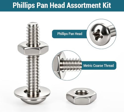 Stainless Steel 304 Hex Flange Bolt Kit (720PCS) - size: 720PCS