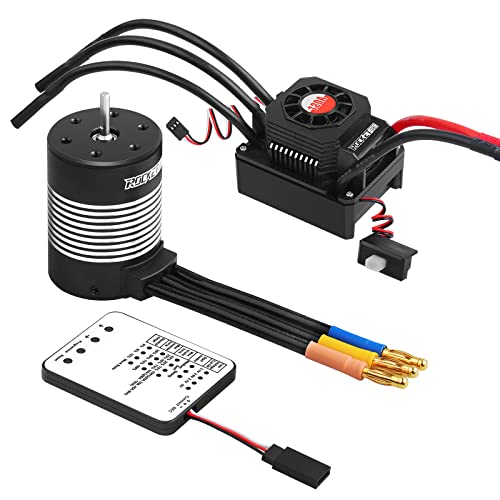 3650 5900KV Sensorless Brushless Motor,120A ESC & Program Card Set | RC Motor ESC Combo 3.175mm Shaft Waterproof Motor for 1:10 Scale RC Car Truck Update Parts