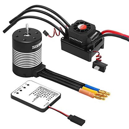 3650 5900KV Sensorless Brushless Motor,120A ESC & Program Card Set | RC Motor ESC Combo 3.175mm Shaft Waterproof Motor for 1:10 Scale RC Car Truck Update Parts