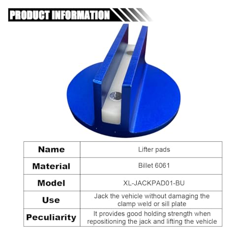 2PCS Universal Magnetic Jack Pad, 0.37" Slotted Aluminum Grooved Pad | Jack Puck Pinch, Pinch Weld Frame Rail Adapter with Large Slotted for Most Cars SUVs Trucks, Blue - color: Blue-2PCS