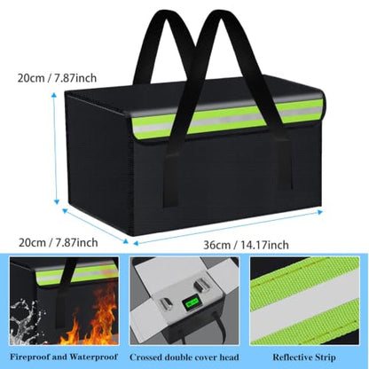 36*20*20cm Lipo Safe Bag Fireproof Bag for Lipo Battery Pack Storage Charging Transport,Home Office Travel Fireproof Safe Storage for Cash Valuables Jewelry Passport Power bank Lipo Battery - size: 360*200*200mm