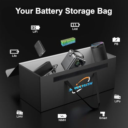 12V 200Ah LiFePO4 Lithium Battery Fireproof Safe Bag, Large Capacity Explosion-proof Lipo Battery Bag for Charging and Storage, Waterproof Box for Documents and Valuables - 22×9×9.5in - size: 22×9×9.5 in