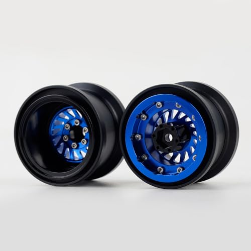 DJX TRX4MT Wheel Rims Aluminum Deep Dish Wheels for 1/18 Traxxas TRX-4MT F-150 K10 RC Monster Truck Upgrade Parts(Blue) - color: Blue
