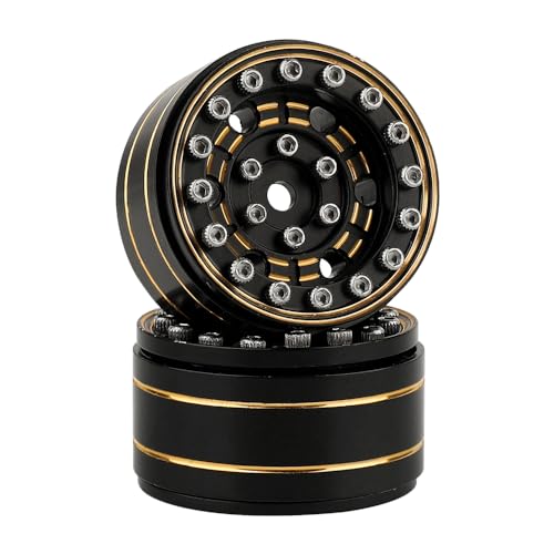 1.0 Brass Beadlock Wheel Rims 4PCS Wheels for All 1/24 Scale FCX24 Axial SCX24 Deadbolt C10 Gladiator 1/18 TRX4M RC Crawler Car Upgrades Parts (Pattern D)