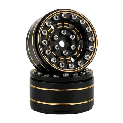 1.0 Brass Beadlock Wheel Rims 4PCS Wheels for All 1/24 Scale FCX24 Axial SCX24 Deadbolt C10 Gladiator 1/18 TRX4M RC Crawler Car Upgrades Parts (Pattern D)