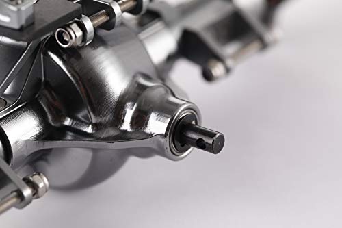 1:10 Rock Crawler Axle, Aluminum Alloy Front and Rear Axle for Axial SCX10 RC Crawler Car (Titanium) - color: Silver