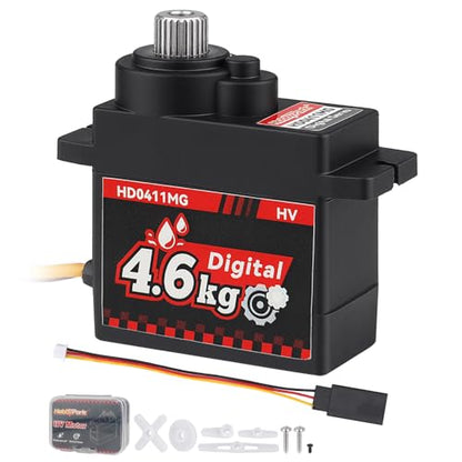 HobbyPark Waterproof Micro Servo Motor Metal Gear 4.6kg High Torque Mini Servo for FCX24 Axial SCX24 AX24 1/24 RC Crawler Car Upgraded Servos with JR to 1.25mm JST-MX ZH1.25 Plug Adaper Wire