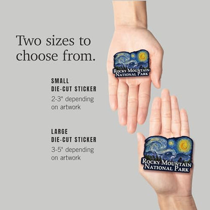 Die Cut Sticker Rocky Mountain National Park, Starry Night National Park Series, Vinyl Sticker, (Waterproof Decal for Cars, Water Bottles, Laptops, Coolers), Large - size: Large Sticker
