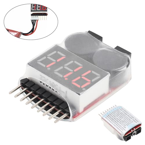 4Pcs 2 in 1 LiPo Battery Voltage Tester RC Low Voltage Buzzer Alarm for 1-8S Li-Po/Li-ion/Li-Mn/Li-Fe