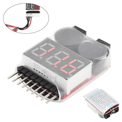 4Pcs 2 in 1 LiPo Battery Voltage Tester RC Low Voltage Buzzer Alarm for 1-8S Li-Po/Li-ion/Li-Mn/Li-Fe