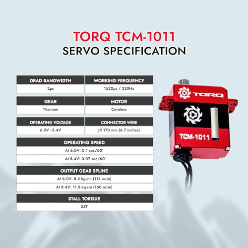 Helidirect TORQ Full CNC Case Metal Gear Coreless Servo for TRX4M 1/18 RC Crawler Upgrades Parts - Remote Control Car, RC Crawler Car Electronics (TCM-1011 for TRX4M/TRX4MT with Servo Horn)
