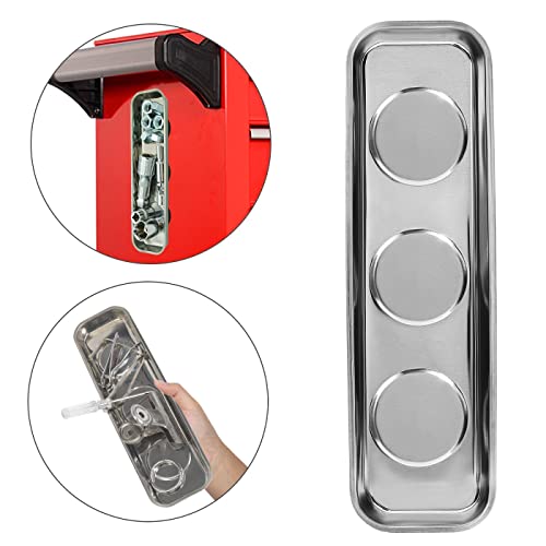 Magnetic Parts Tray 3pc,for Socket Screw Nuts Bolts Metal Parts,Extra Strong Magnet,Thickened Tray,Stainless Steel - style: Tray 3pc