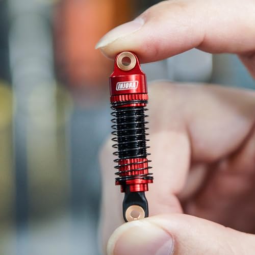 INJORA 53mm Aluminum Threaded Oil Shocks for 1/18 TRX4M RC Upgrade, Red - color: Red