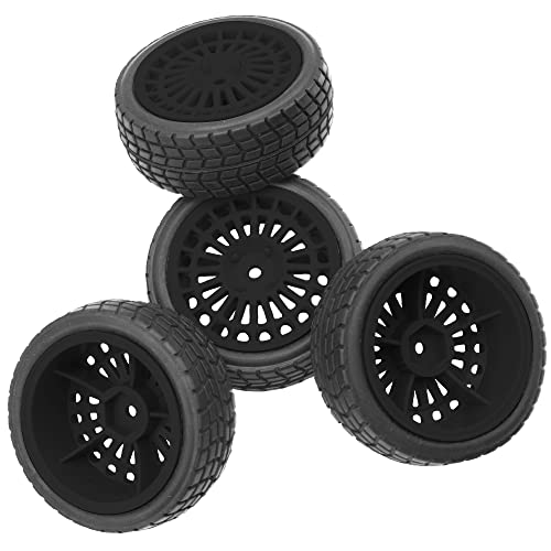 OD2.75'' Nylon 12mm Hex Hub Wheel Rims & Rubber Tires Compatible with HSP Tamiya HPI Traxxas 1/10 1/12 On-Road Car,WLtoys 144001 A959 124018 LaTrax RC Buggy (Black) - color: Black