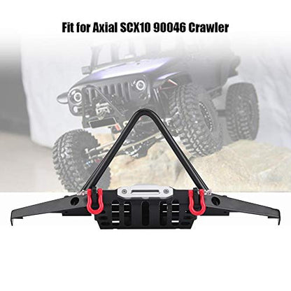 RC Crawler Front Bumper, Steel Construction with Integrated LED Lights, RC Car Upgrade Part, for Off-Road Adventures Rock Crawling Enthusiasts