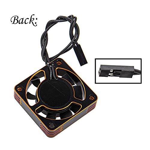 ShareGoo Alloy Brushless Motor ESC Cooling Fan Heatsink 18000RPM 40x40mm JST Plug for 1/8 1/10 1/12 RC Car 540 550 Brushless Motor,4010 (Black-Gold) - color: Black-Gold