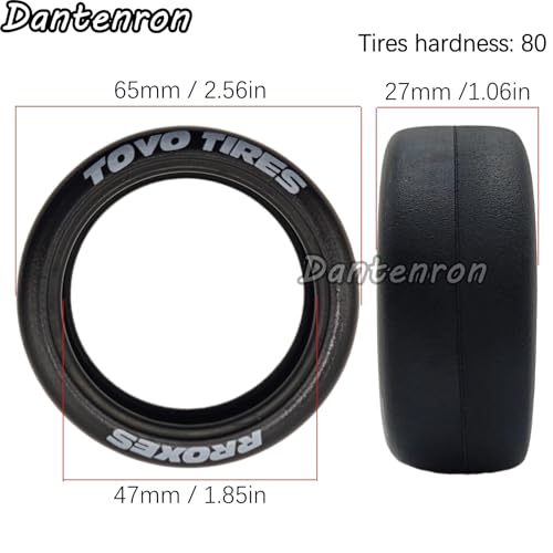 1/10 Drift Smooth Tread Tires OD 65mm RC Hard Rubber Drift Racing Wheels Tyres For 1:10 1/12 Rally Street On Road Touring Car Tamiya TT01 TT02 XV01 TA06 A959 PTG2 HPI KYOSHO HSP Traxxas 4PCS