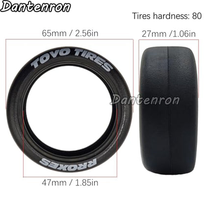 1/10 Drift Smooth Tread Tires OD 65mm RC Hard Rubber Drift Racing Wheels Tyres For 1:10 1/12 Rally Street On Road Touring Car Tamiya TT01 TT02 XV01 TA06 A959 PTG2 HPI KYOSHO HSP Traxxas 4PCS