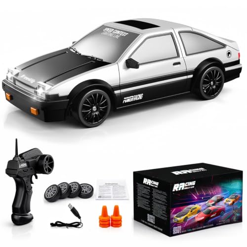 Remote Control Car RC Drift Car 2.4GHz 1:24 Scale 4WD 15KM/H High Speed Model Vehicle with LED Lights Drifting Tire Racing Sport Toy Car for Adults Boys Girls Kids Gift - color: B-white