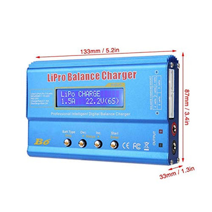 RC Charger,B6 80W Digital LCD Balance Charger Discharger Parallel Charging Board for LLiPo NiMH RC Battery(Without Plug)